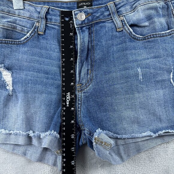 Just Black Jeans Short Women Size 28 Medium Wash Distressed SF32H-3 Made in USA - Picture 6 of 9